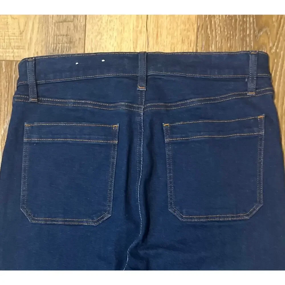 Loft The Slim Flare Patch Flap Pocket Jeans 12x31 NWOT Dark Wash Boho Hippie - Picture 6 of 10